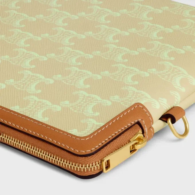 Petite pochette à bandoulière Cuir Triomphe en Toile Triomphe et veau