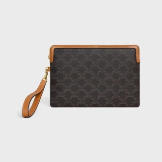 Petite pochette à bandoulière Cuir Triomphe en Triomphe Canvas et cuir de veau