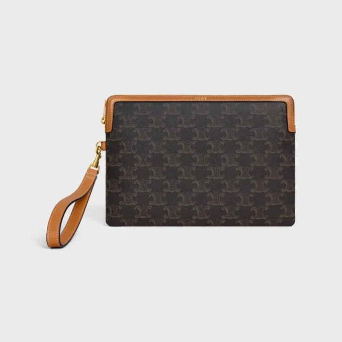 Petite pochette à bandoulière Cuir Triomphe en Triomphe Canvas et cuir de veau
