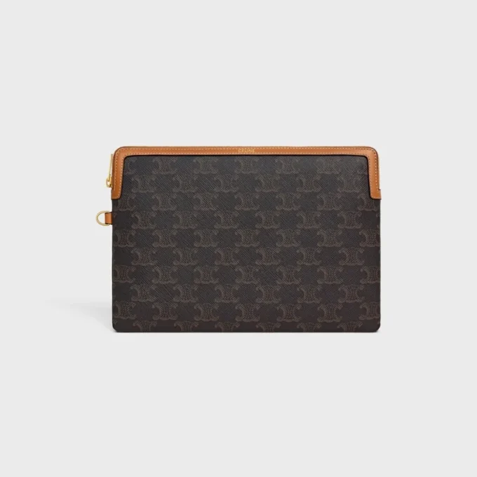 Petite pochette à bandoulière Cuir Triomphe en Triomphe Canvas et cuir de veau