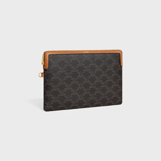 Petite pochette à bandoulière Cuir Triomphe en Triomphe Canvas et cuir de veau