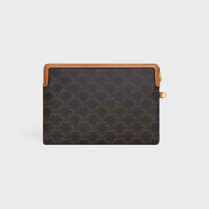 Petite pochette à bandoulière Cuir Triomphe en Triomphe Canvas et cuir de veau