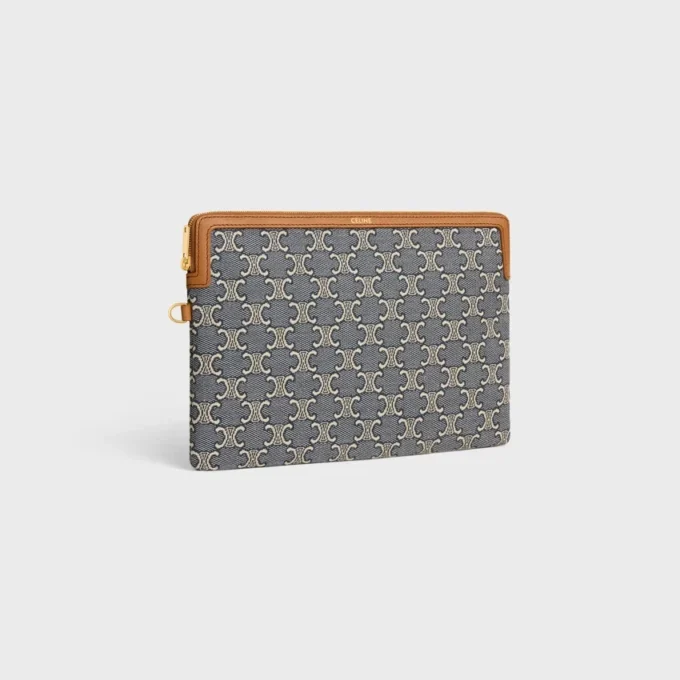 Petite pochette à bandoulière en Cuir Triomphe avec motif Jacquard Triomphe sur toute la surface