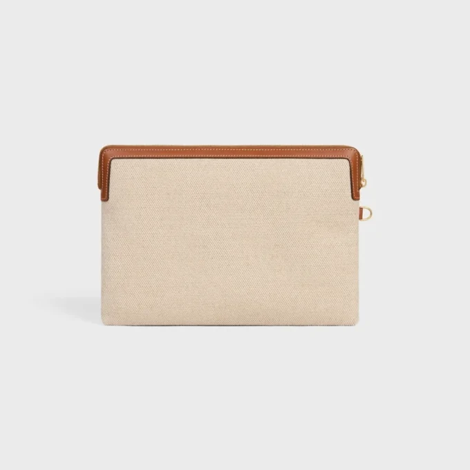 Petite pochette à bandoulière en textile avec broderie d&rsquo;ancres et cuir de veau