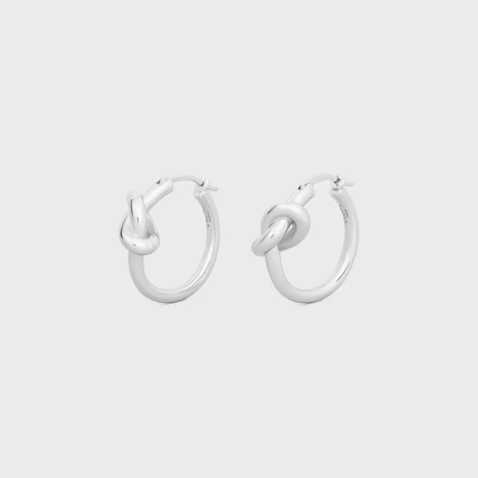 Petites créoles Knot en laiton avec finition rhodiée Petites créoles Knot en laiton avec finition rhodiée