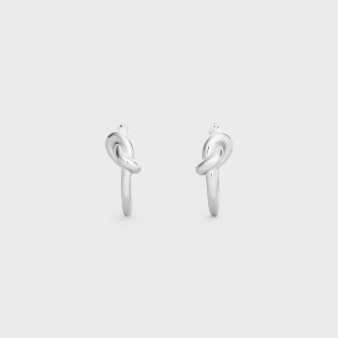 Petites créoles Knot en laiton avec finition rhodiée Petites créoles Knot en laiton avec finition rhodiée