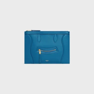 Pochette moyenne en cuir de veau brillant