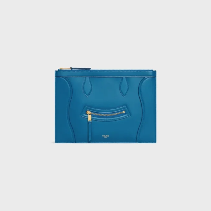 Pochette moyenne en cuir de veau brillant Pochette moyenne en cuir de veau brillant