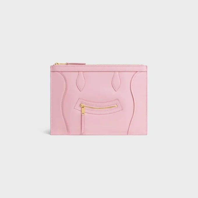 Pochette moyenne en cuir de veau brillant Pochette moyenne en cuir de veau brillant