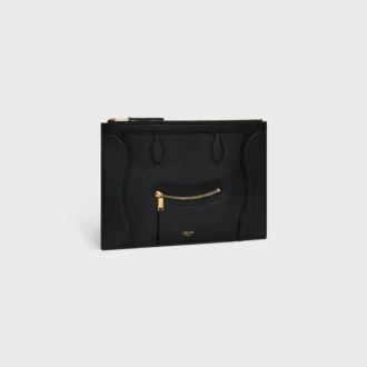Pochette moyenne en cuir de veau brillant