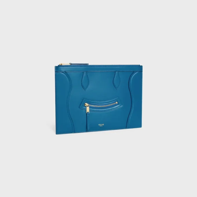 Pochette moyenne en cuir de veau brillant Pochette moyenne en cuir de veau brillant