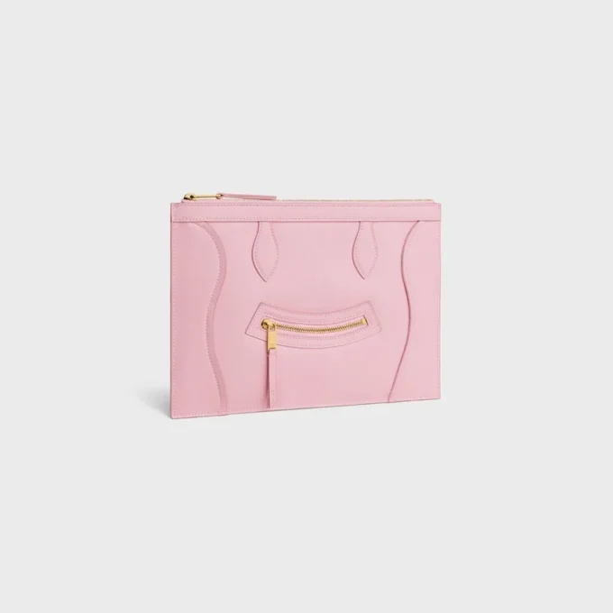 Pochette moyenne en cuir de veau brillant Pochette moyenne en cuir de veau brillant