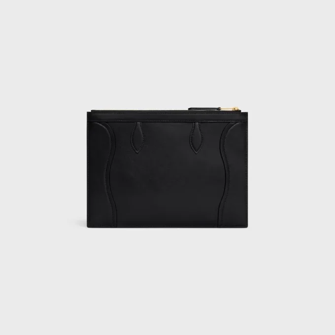 Pochette moyenne en cuir de veau brillant Pochette moyenne en cuir de veau brillant