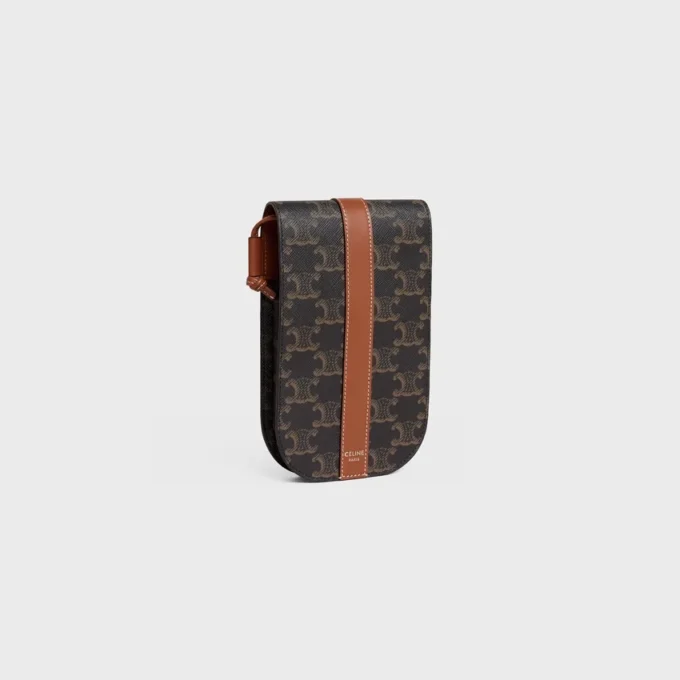 Pochette pour téléphone avec rabat en Triomphe Canvas et cuir de veau Pochette pour téléphone avec rabat en Triomphe Canvas et cuir de veau