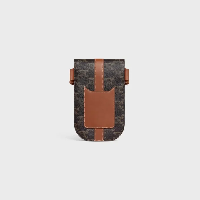 Pochette pour téléphone avec rabat en Triomphe Canvas et cuir de veau Pochette pour téléphone avec rabat en Triomphe Canvas et cuir de veau