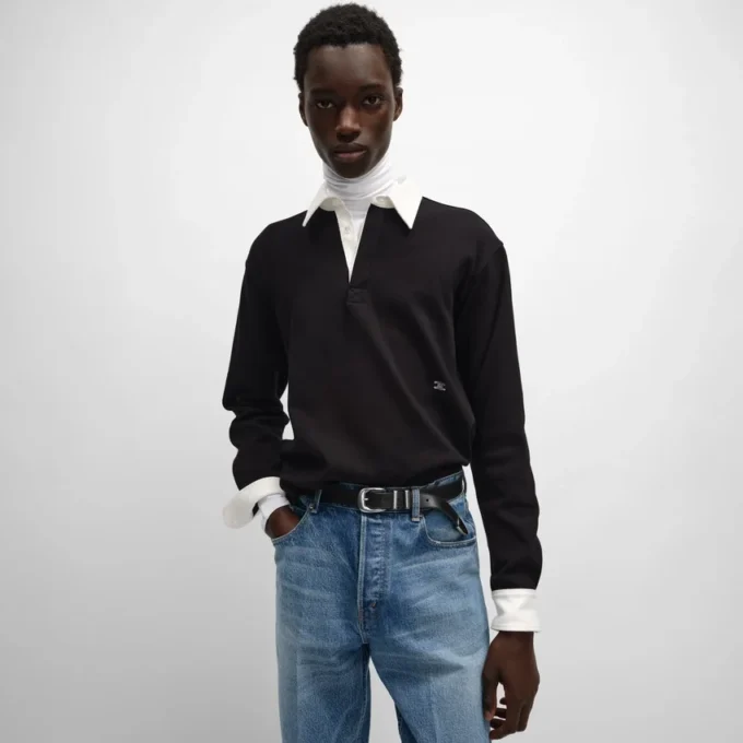 Polo en jersey de coton côtelé