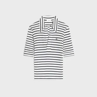 Polo en jersey de soie rayé