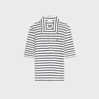 Polo en jersey de soie rayé