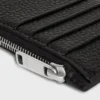 Porte-cartes compact à fermeture éclair en cuir de veau grainé Porte-cartes compact à fermeture éclair en cuir de veau grainé