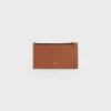 Porte-cartes compact à fermeture éclair en Triomphe Canvas et cuir d&rsquo;agneau