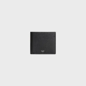 Porte-cartes à deux volets en cuir de veau grainé
