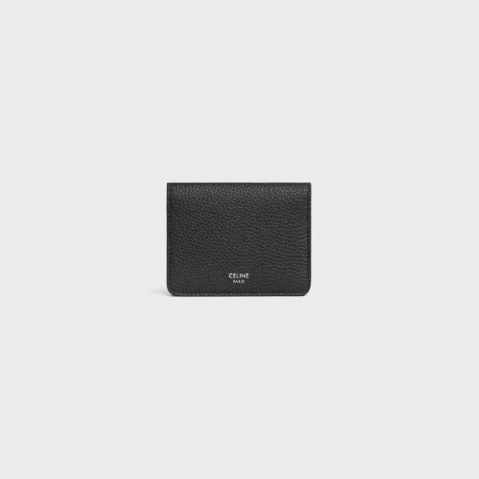 Porte-cartes à deux volets en cuir de veau grainé Porte-cartes à deux volets en cuir de veau grainé