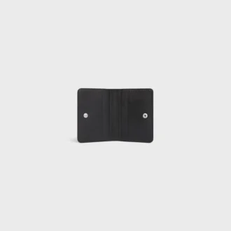 Porte-cartes à deux volets en cuir de veau grainé