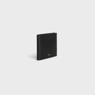 Porte-cartes à deux volets en cuir de veau grainé
