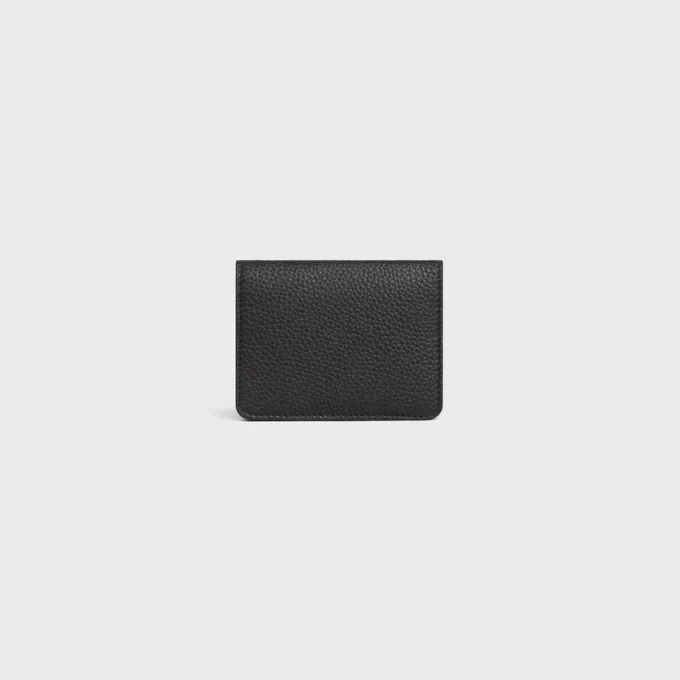Porte-cartes à deux volets en cuir de veau grainé Porte-cartes à deux volets en cuir de veau grainé