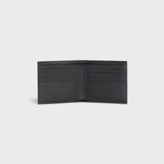 Porte-cartes à deux volets en cuir de veau grainé