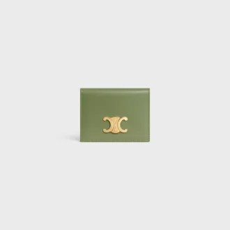 Porte-cartes à deux volets Triomphe en cuir de veau brillant