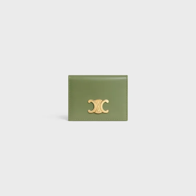 Porte-cartes à deux volets Triomphe en cuir de veau brillant