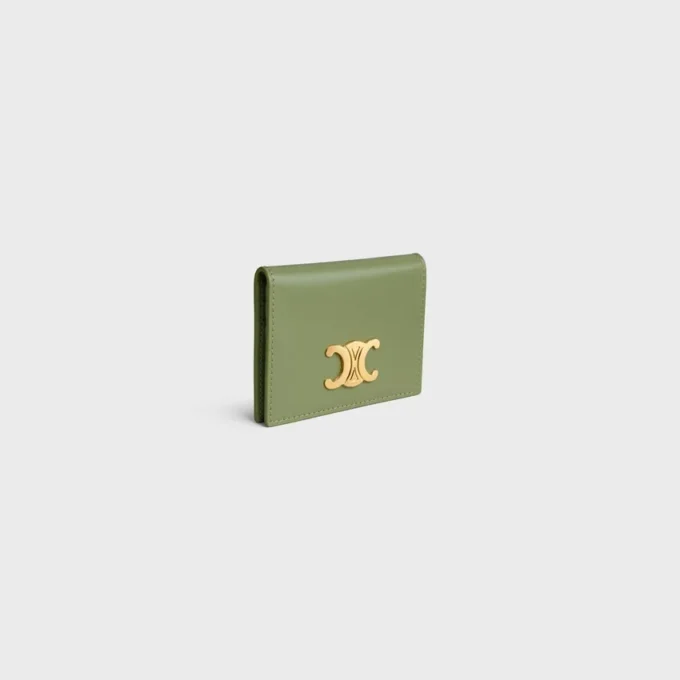Porte-cartes à deux volets Triomphe en cuir de veau brillant