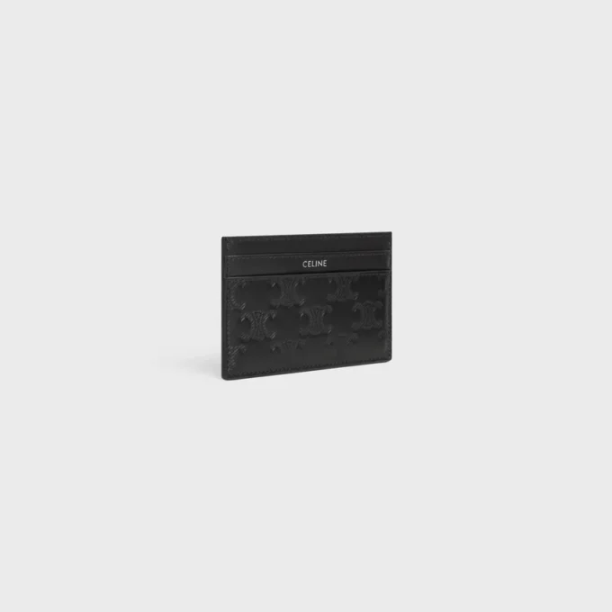 Porte-cartes en cuir de veau avec motif Triomphe en relief Porte-cartes en cuir de veau avec motif Triomphe en relief