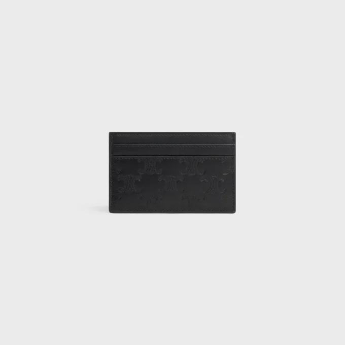 Porte-cartes en cuir de veau avec motif Triomphe en relief Porte-cartes en cuir de veau avec motif Triomphe en relief
