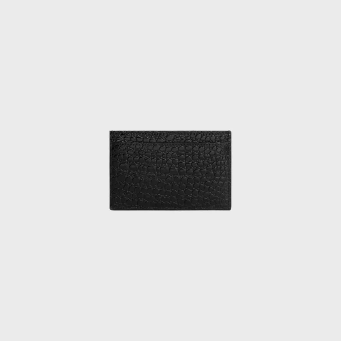 Porte-cartes en cuir de veau gaufré croco Porte-cartes en cuir de veau gaufré croco