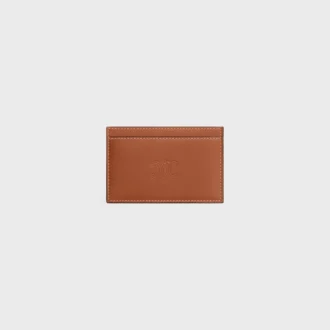 Porte-cartes en cuir de veau naturel avec motif Triomphe en relief