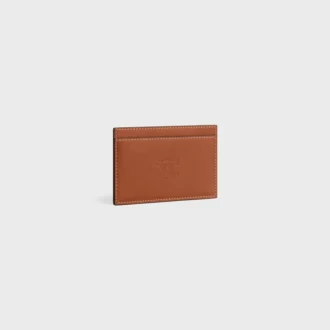 Porte-cartes en cuir de veau naturel avec motif Triomphe en relief