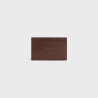 Porte-cartes en cuir de veau satiné avec motif Triomphe en relief