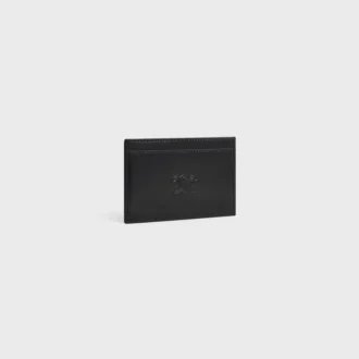 Porte-cartes en cuir de veau satiné avec motif Triomphe en relief