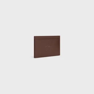 Porte-cartes en cuir de veau satiné avec motif Triomphe en relief