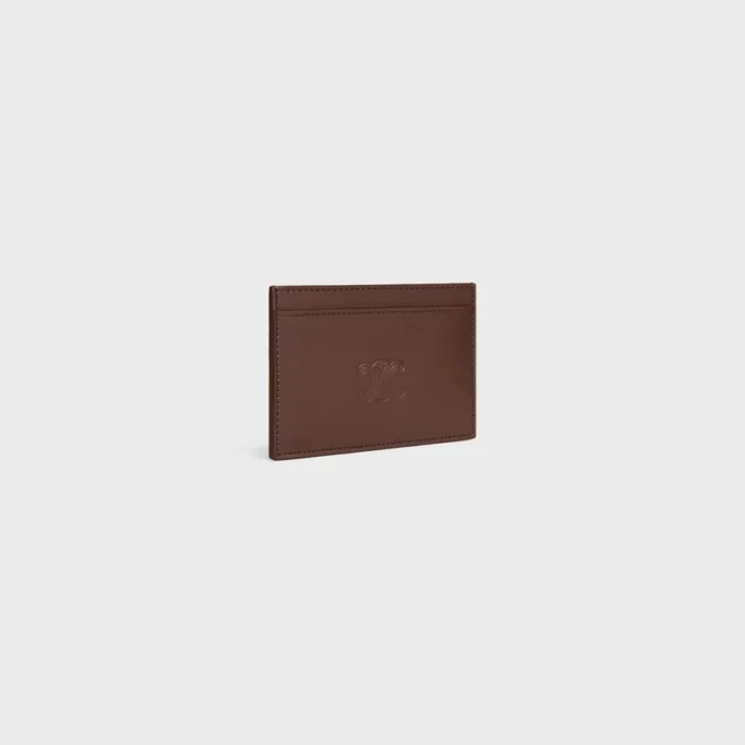 Porte-cartes en cuir de veau satiné avec motif Triomphe en relief Porte-cartes en cuir de veau satiné avec motif Triomphe en relief