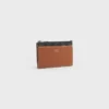 Porte-cartes à fermeture éclair en Triomphe Canvas et cuir d&rsquo;agneau