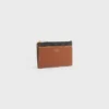 Porte-cartes à fermeture éclair en Triomphe Canvas et cuir d&rsquo;agneau