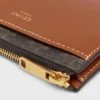Porte-cartes à fermeture éclair en Triomphe Canvas et cuir d&rsquo;agneau