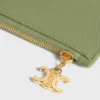 Porte-cartes long à fermeture éclair en cuir de veau grainé