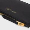 Porte-cartes long à fermeture éclair en cuir de veau grainé souple