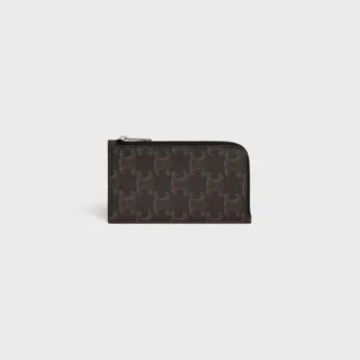 Porte-cartes long à fermeture éclair en Triomphe Canvas