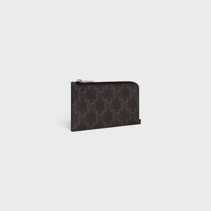 Porte-cartes long à fermeture éclair en Triomphe Canvas