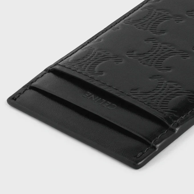 Porte-cartes magnétique en cuir de veau avec motif « Triomphe » en relief